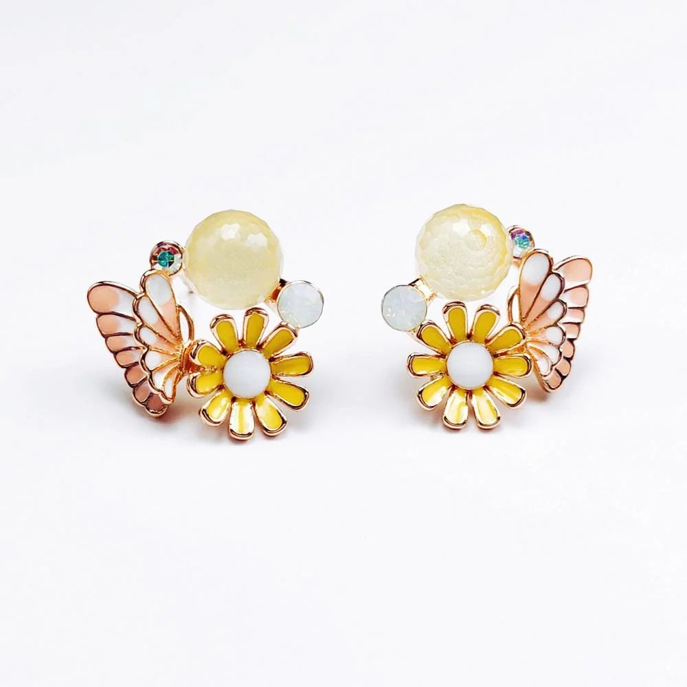 Boxed Butterfly Floral Stud & Star Flower Stud Earrings Set