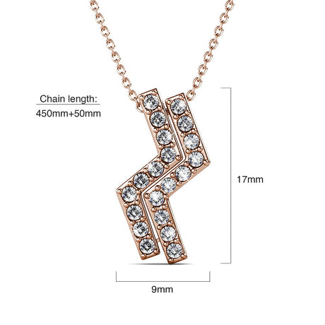 Krystal Couture Zigzag Pendant Necklace in Rose Gold Embellished with SWAROVSKI Crystals