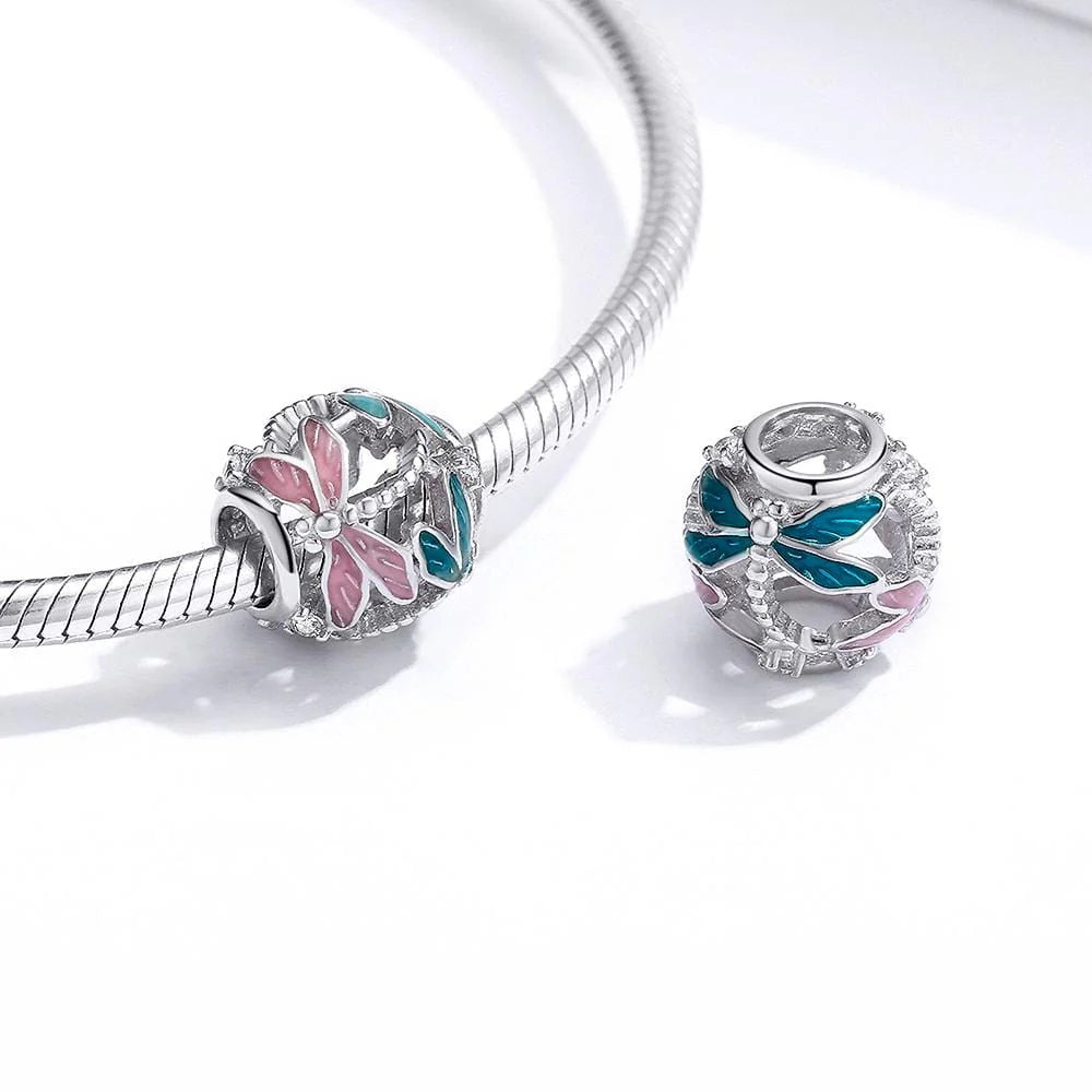 Solid 925 Sterling Silver Dragonfly Animal Pandora Inspired Charm
