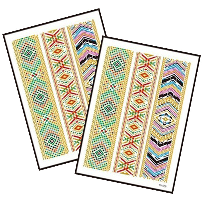 Metallic Temporary Tattoo Gold Silver Glitter Party Body Sticker Waterproof 2 Sheets 089