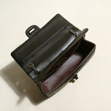 Large Black Quilted Lambskin Leather Flap Shoulder Bag - Black