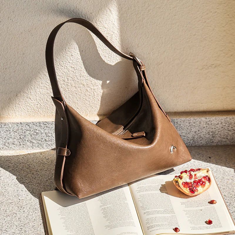 Nalandu Vintage Slouchy Leather Shoulder Bag - Brown