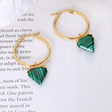 Bullion Gold Gorgeous Gold with Emerald Green Hoop Earrings