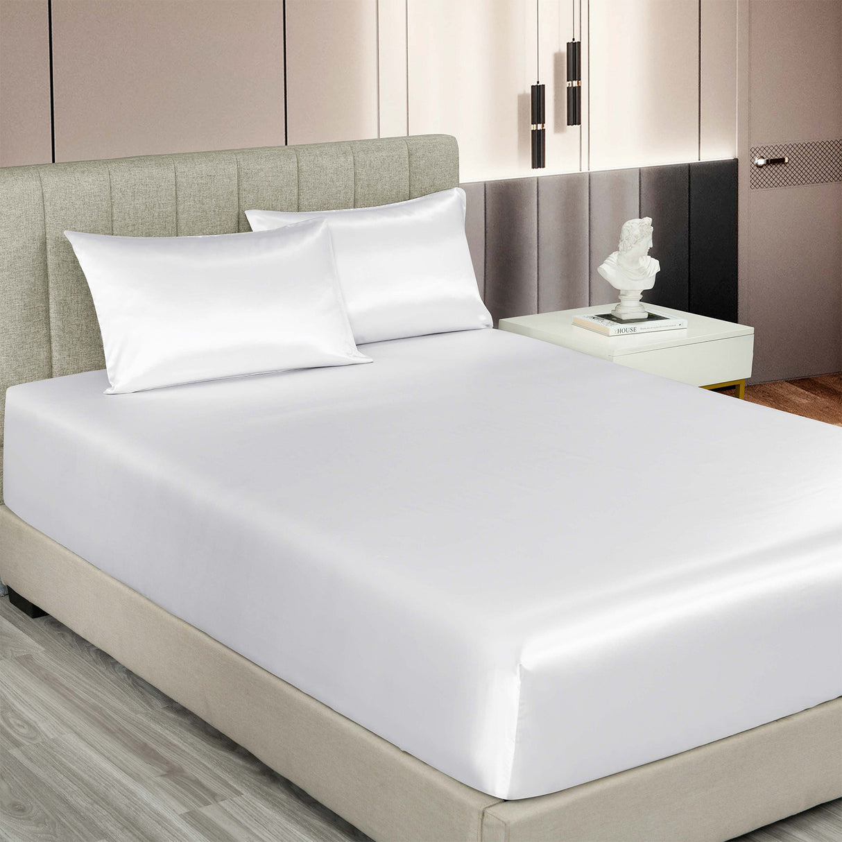Royal Comfort 3pc Satin Sheet Set - White - King