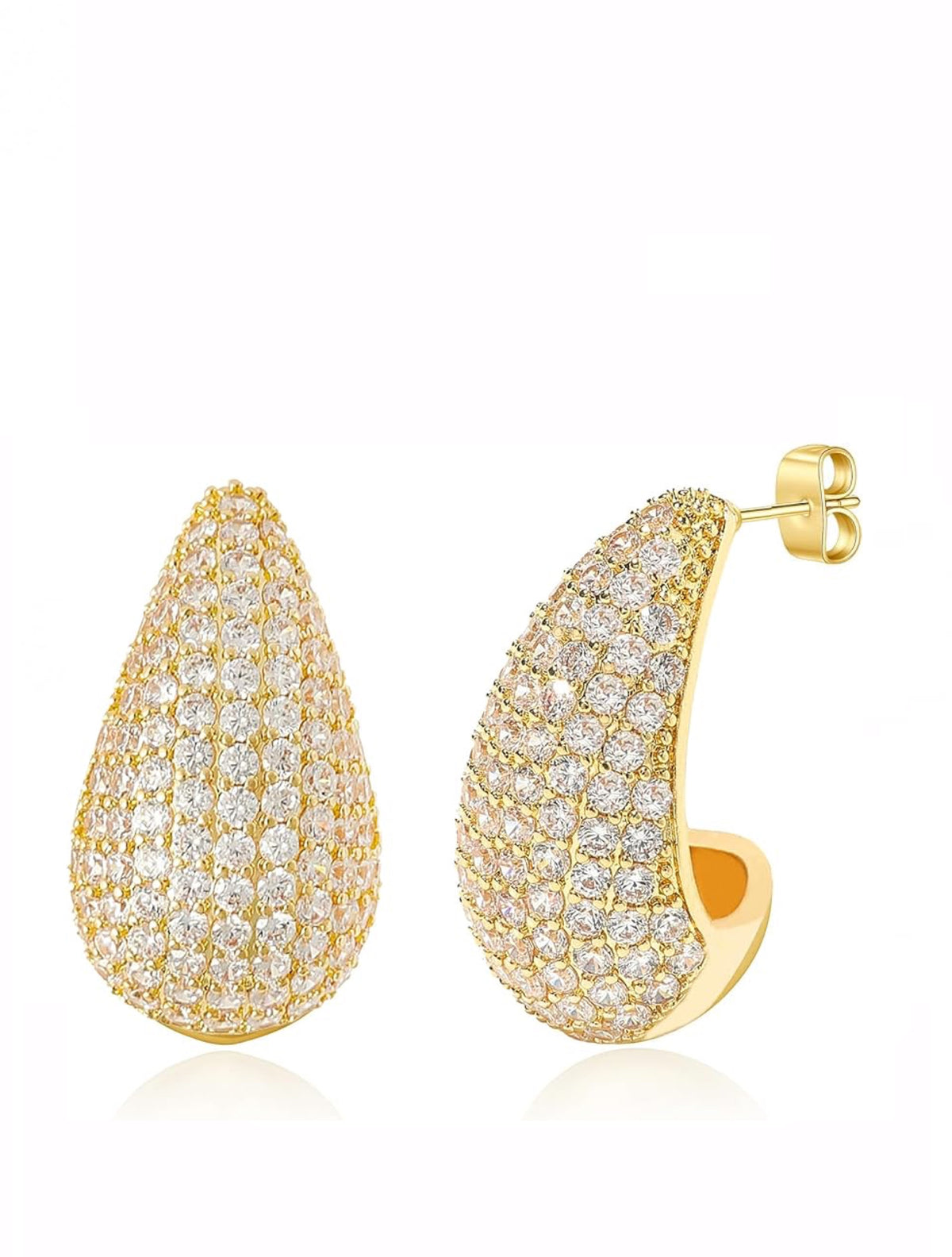 Liv Oliver 18K Gold Pae Tear Drop Earrings