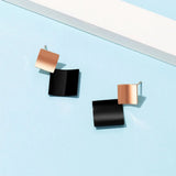 Bullion Gold Black & Rose Gold Divalicious Curved Geometric Earrings