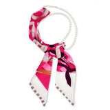 Pink Scarf and Cultured Pearl Strand Set