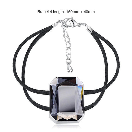 Krystal Couture Emerald-Cut Crystal Double Strap Bracelet Embellished with Swarovski Crystals