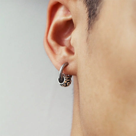 Bullion Gold Zen Bead Hoop White Gold Layered Earrings