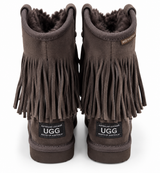 Australian Leather Ugg Classic Short Fringe Stud - Chocolate - AU4