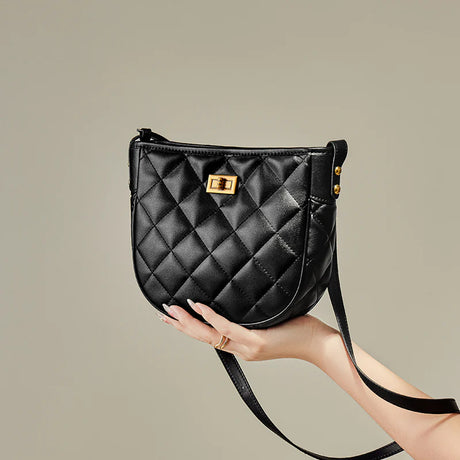 Nalandu Vault Quilted Leather Crossbody Shoulder Bag - Black