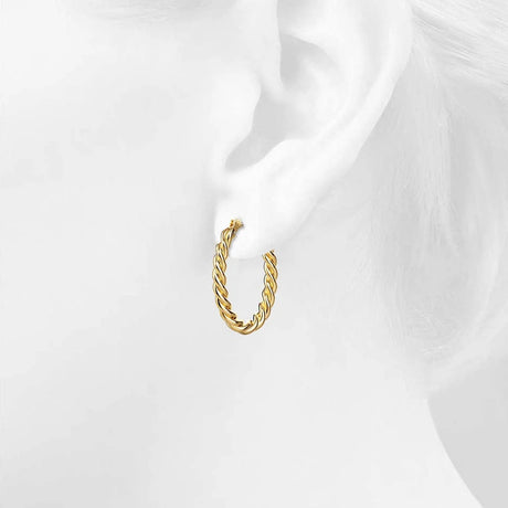 Bullion Gold Intertwined Braid Hoop Gold Layered Earrings
