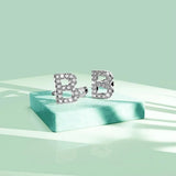 Solid 925 Sterling Silver Glamour Alphabet Letter Earrings