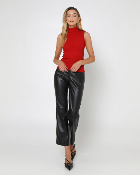 Madison The Label Varney Turtle Neck Knit - Red