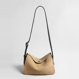 Suede Turn-Lock Hobo Bag – Adjustable Leather Strap Crossbody Bag