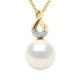 Pendant Eight Yellow Gold - Natural White - Length 42 cm