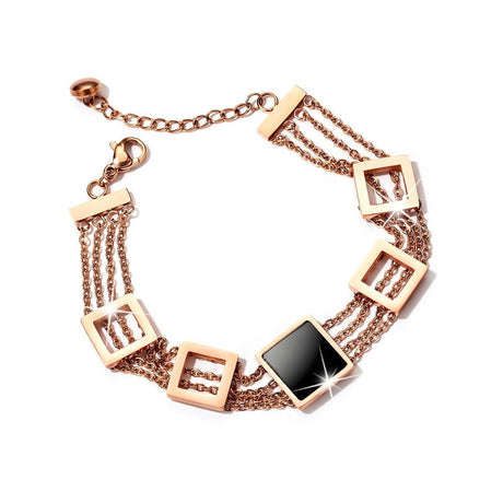 Bullion Gold Glamourous Geometric Layered Chain Bracelet