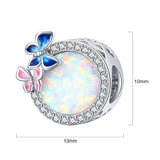 Solid 925 Sterling Silver Pink and Blue Inlay Couple Butterfly Pandora Inspired Charm