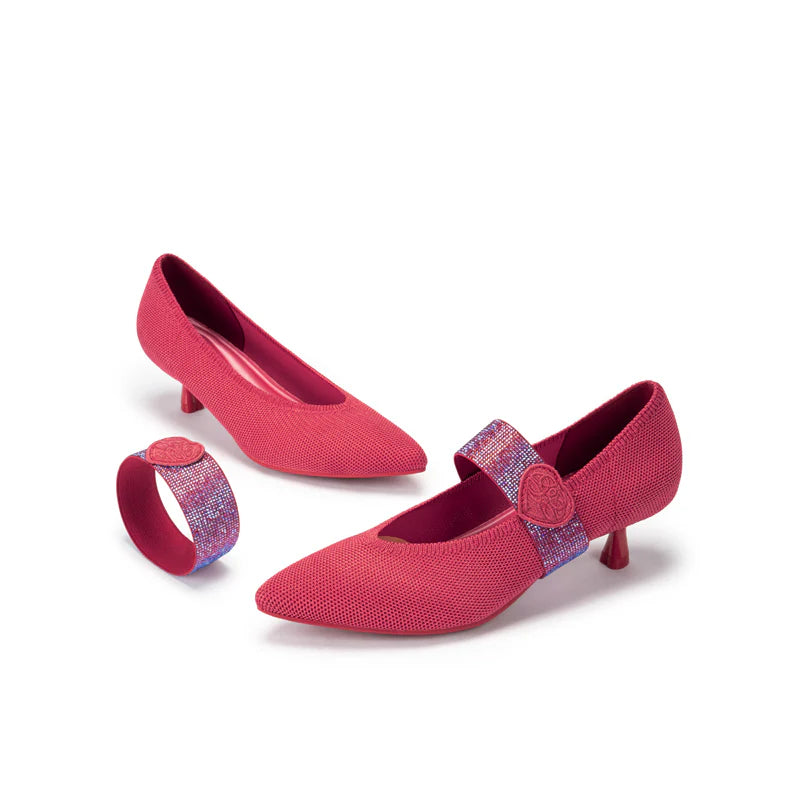 Belle Detachable Strap Mary Jane Heels - Watermelon