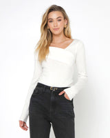 Madison The Label Petra Knit Top - White