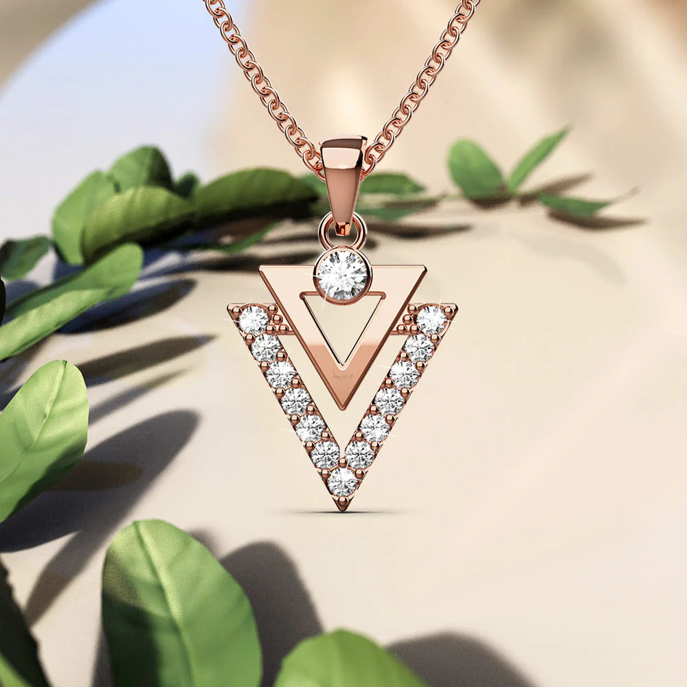 Krystal Couture Trilateral Necklace Embellished with Crystals from SWAROVSKI in Rose Gold