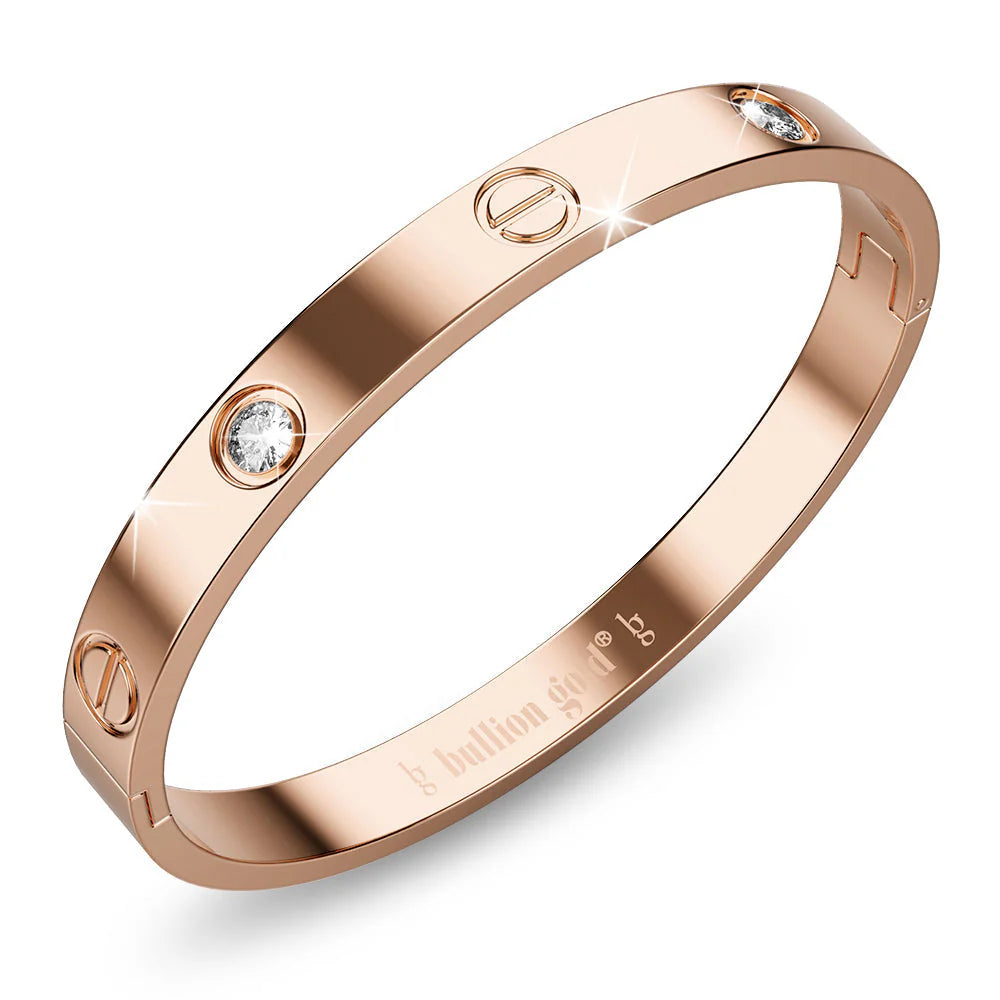 Bullion Gold Carrie Stainless Steel Bangle in Rose Gold