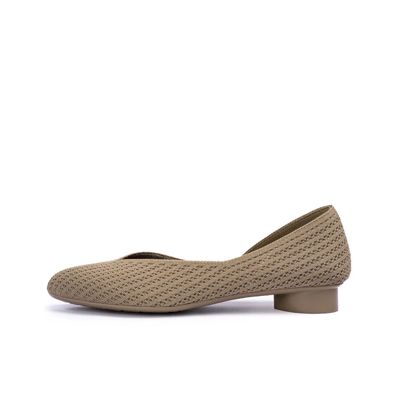 Pointed Toe Knit Ballet Flats - Mocha