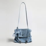 Distressed Denim Flap Crossbody - Denim