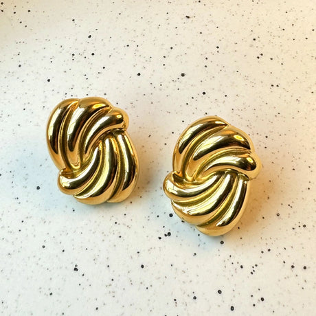 Bullion Gold Intertwined Gold layered Stud Earrings