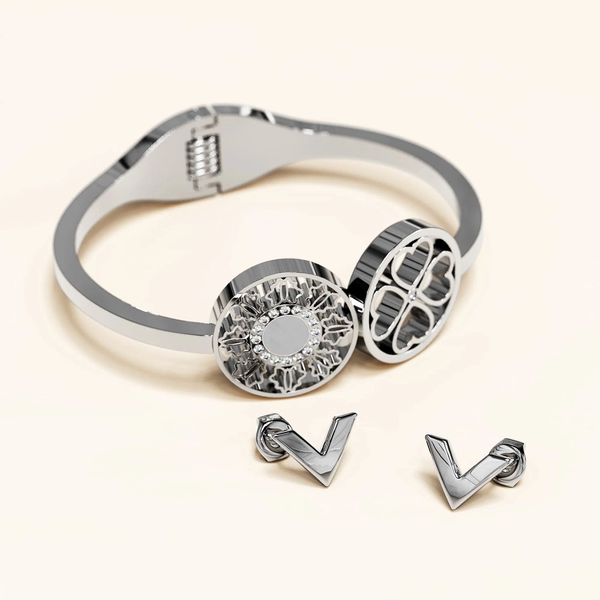 Bullion Gold Artistic Floral Hinged Bangle