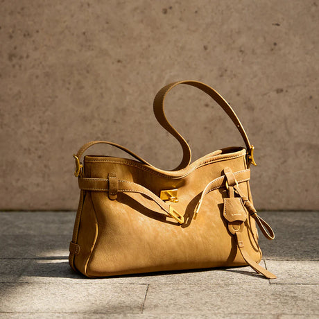 Nalandu Luxe Fortune Chime Slouch Shoulder Bag - Camel