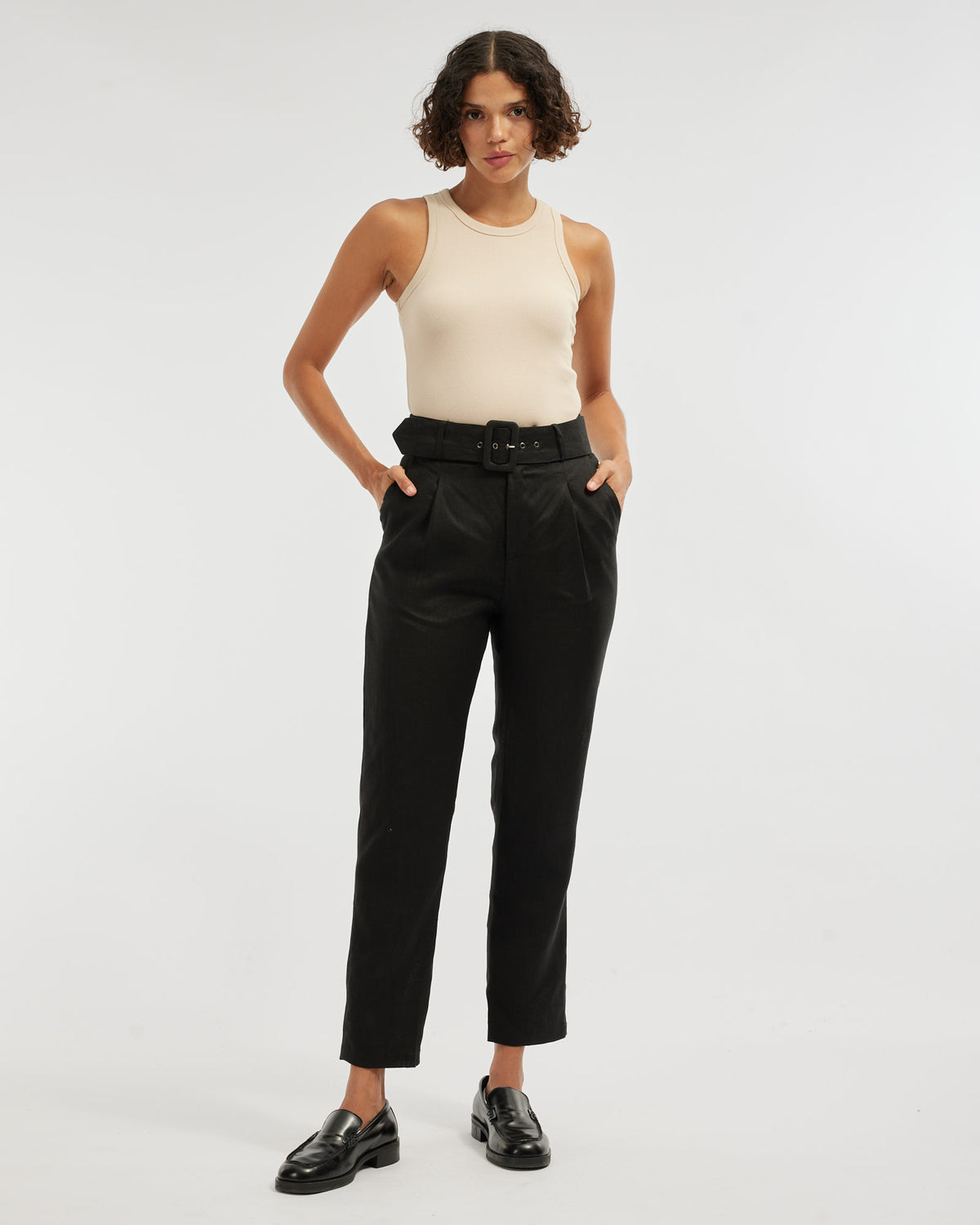 Amelius Azure Linen Pant - Black