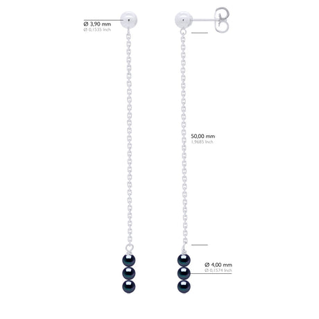 Earrings Trio - Black "Tahitian Style" - Longueur 42 cm