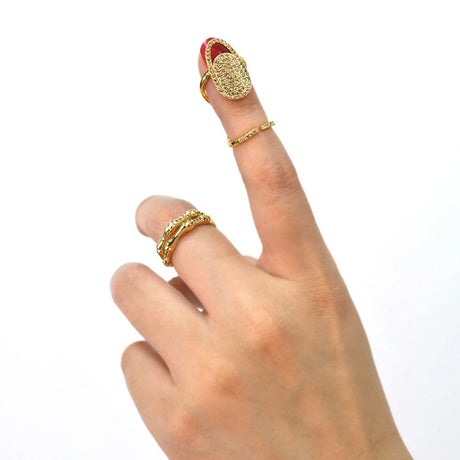 Adjustable Rebecca Crystal Generosity Gold Pinky Nail Ring