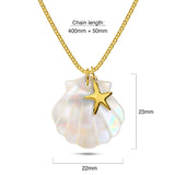 Bullion Gold Pearl Shell & Gold Starfish Necklace