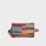 Multicolor Patchwork Leather Trapeze Tote Bag - Rainbow