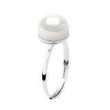 Ring Button Freshwater Pearl White Sterling Silver 9-10mm