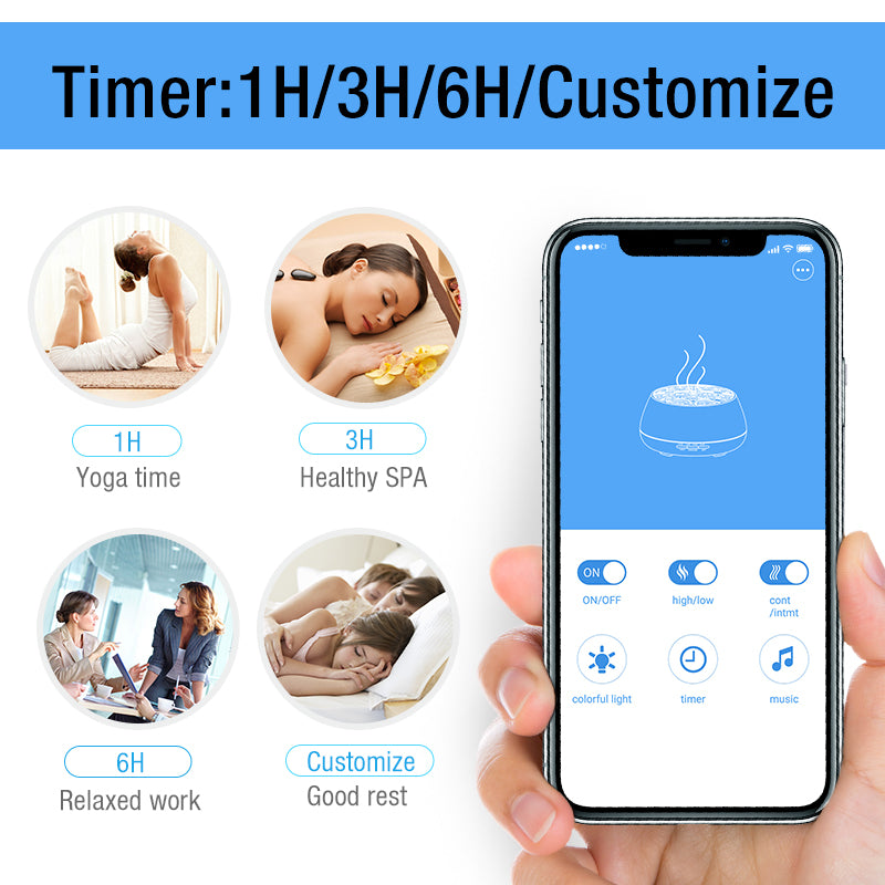 TODO 400Ml Bluetooth Humidifier Aromatherapy Diffuser Ultrasonic Led Speaker Dome - Woodgrain