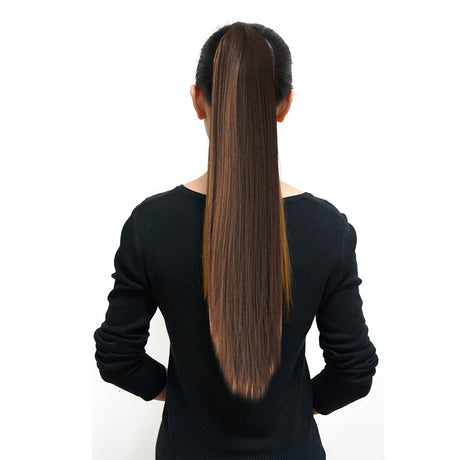 2Pcs 22" Light Brown Hair Quality Extension Synthetic Hair Ponytail Straight Ribbon 2X