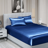 Royal Comfort 3pc Satin Sheet Set - Navy Blue - King