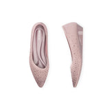Rhinestone Gradient Knit Pointed Toe Wedge Flats - Mauve