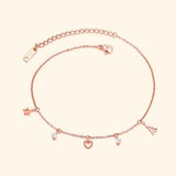 Bullion Gold Dangling Stacey Charming Beach Feet Jewellery Rose Gold Layered Anklet