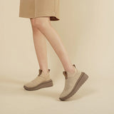 Slip-On Knit Wedge Sneakers - Beige