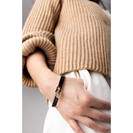 Furla Crystal Black Enamel Gold Bangle