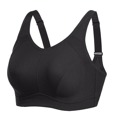 Plus Size High Support Full Coverage Padded Wireless Bra - Black