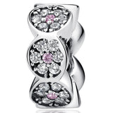 Solid 925 Sterling Silver Floral CZ Charm