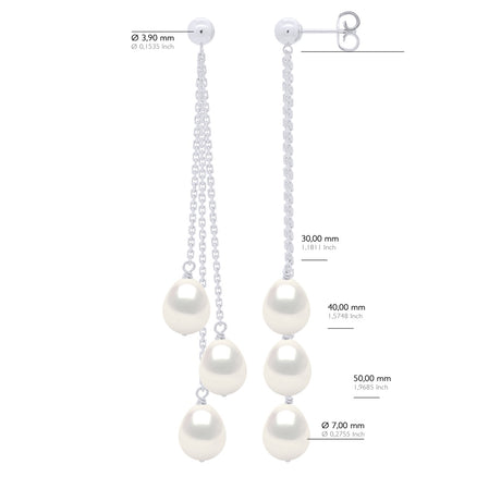 Earrings Trio - Natural Pearl White - Height Earrings 6,5 cm