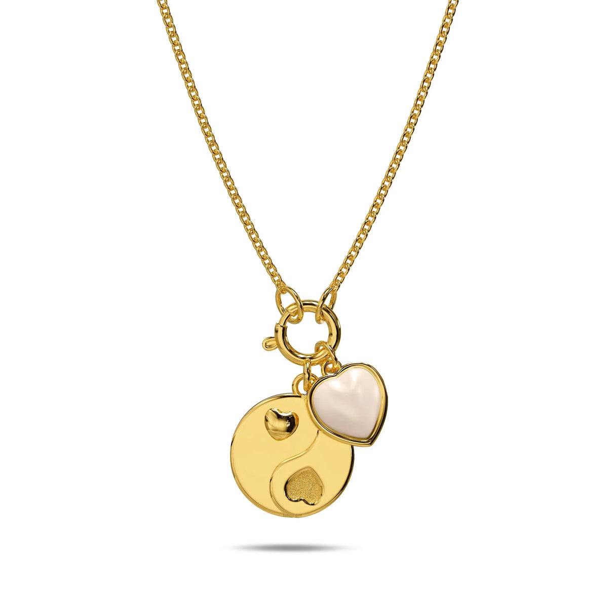 Bullion Gold Yin Yang Heart Gold Charm Necklace