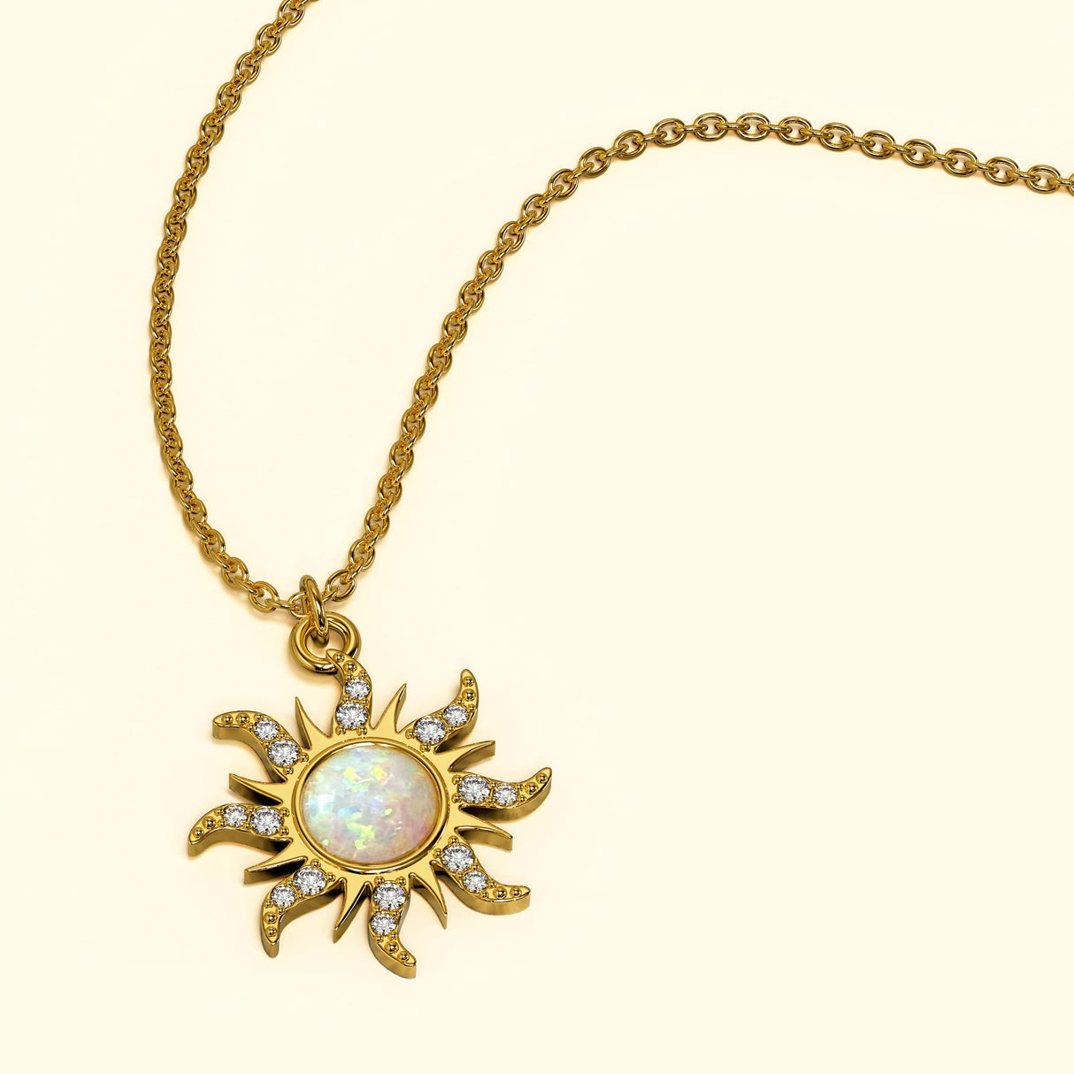 Bullion Gold Celestial Opal Sun Necklace