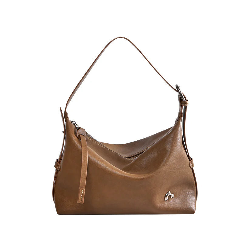 Nalandu Vintage Slouchy Leather Shoulder Bag - Brown